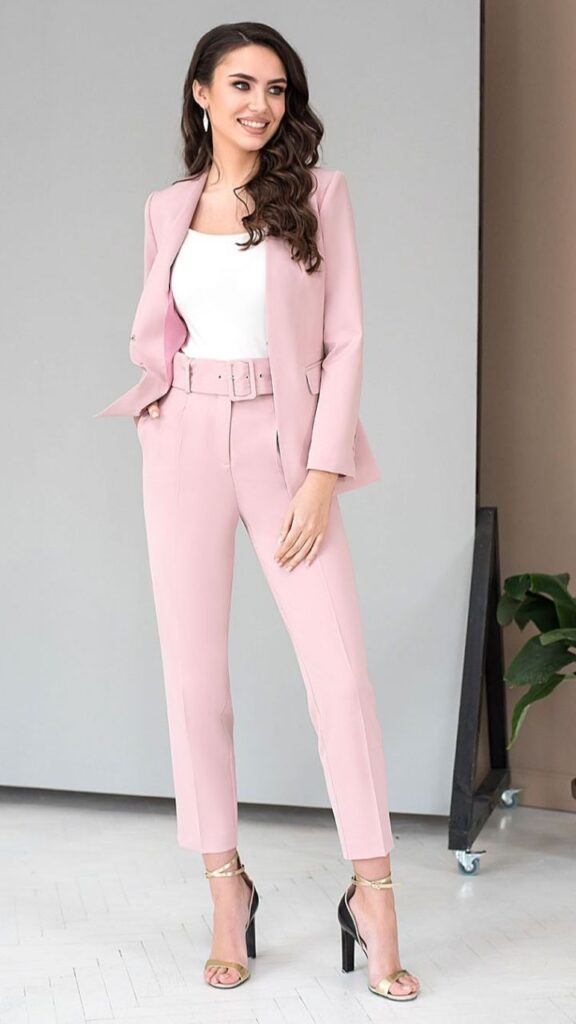 Pastel Pink Suit: Modern Sophistication Meets Floral Inspiration