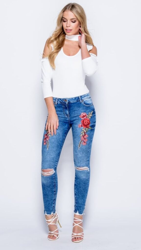 Floral Embroidered Denim: Artistic Expression